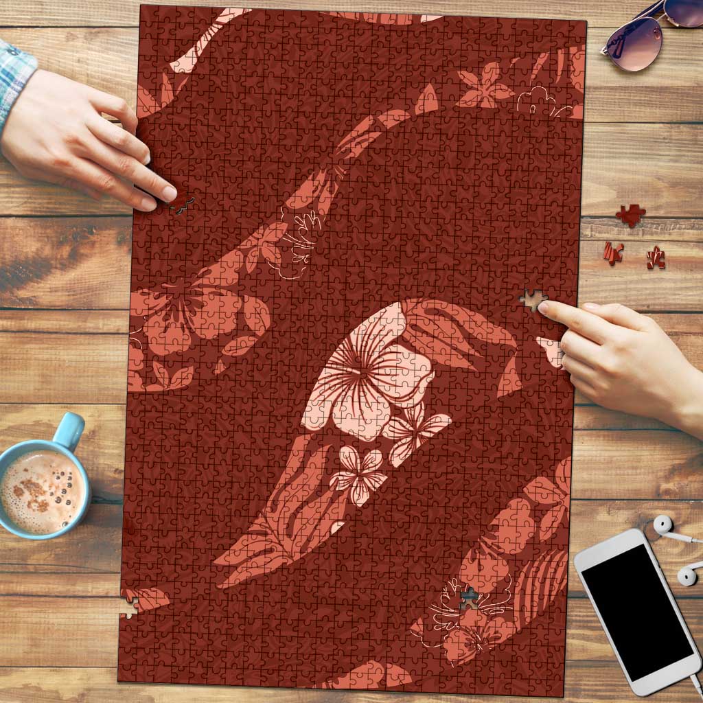 Aloha Hawaii Floral Tapa Puzzle Patchwork Crimson LT7 Crimson - Polynesian Pride
