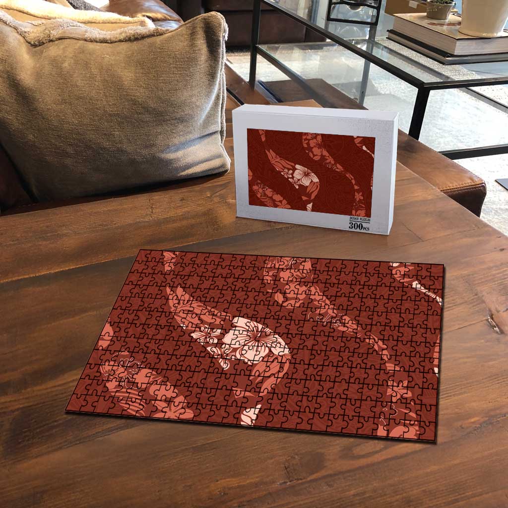 Aloha Hawaii Floral Tapa Puzzle Patchwork Crimson LT7 - Polynesian Pride