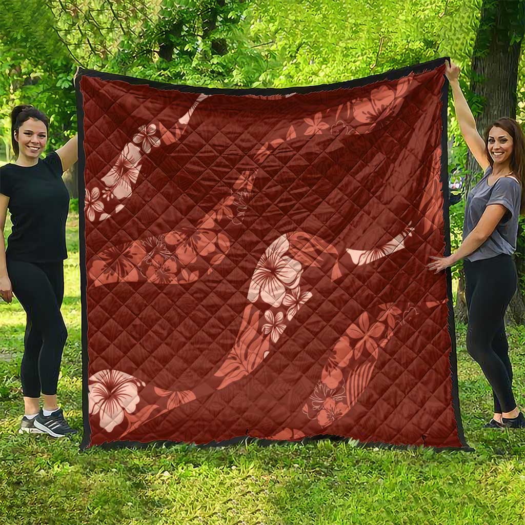 Aloha Hawaii Floral Tapa Quilt Patchwork Crimson LT7 - Polynesian Pride