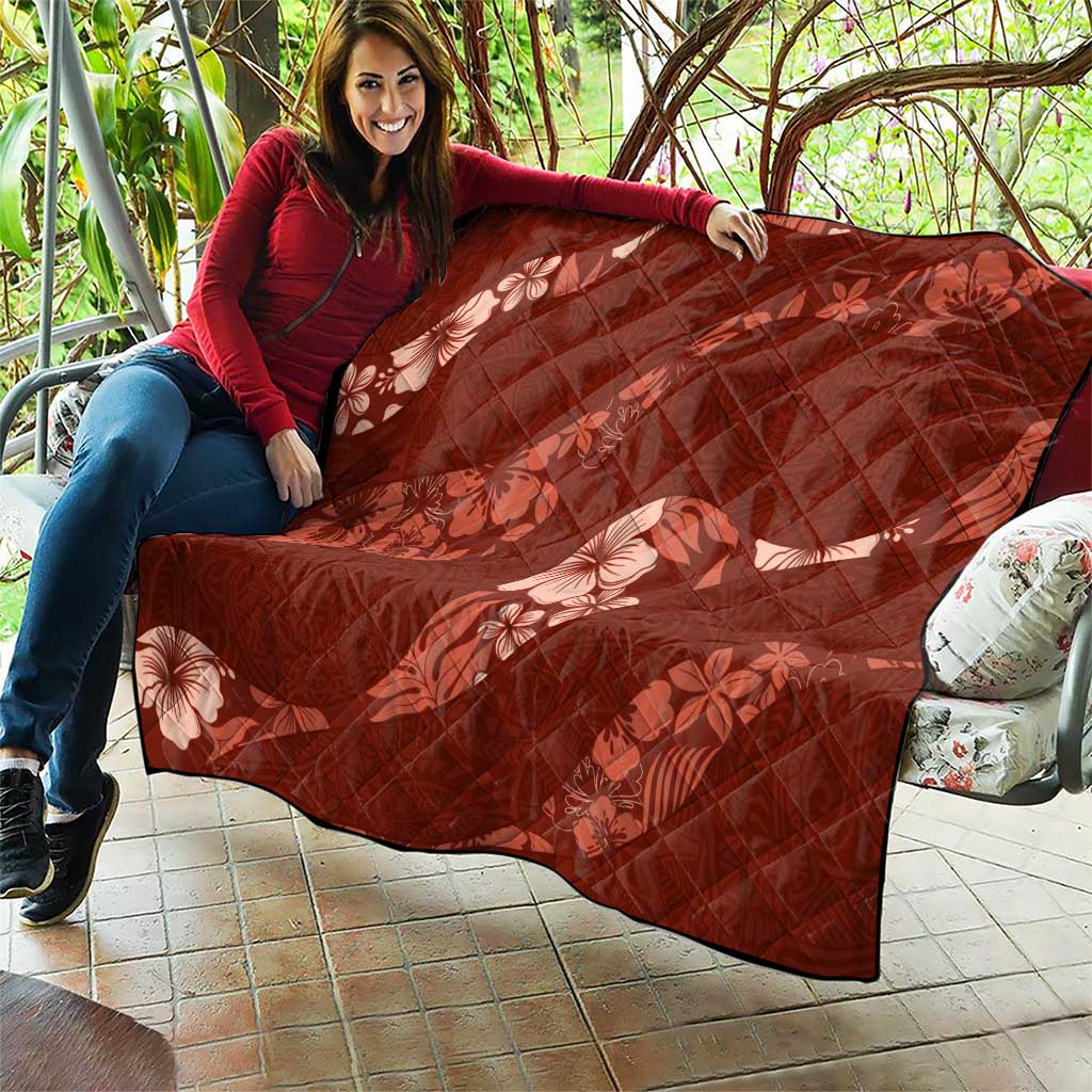 Aloha Hawaii Floral Tapa Quilt Patchwork Crimson LT7 - Polynesian Pride