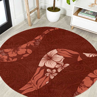 Aloha Hawaii Floral Tapa Round Carpet Patchwork Crimson LT7 Crimson - Polynesian Pride