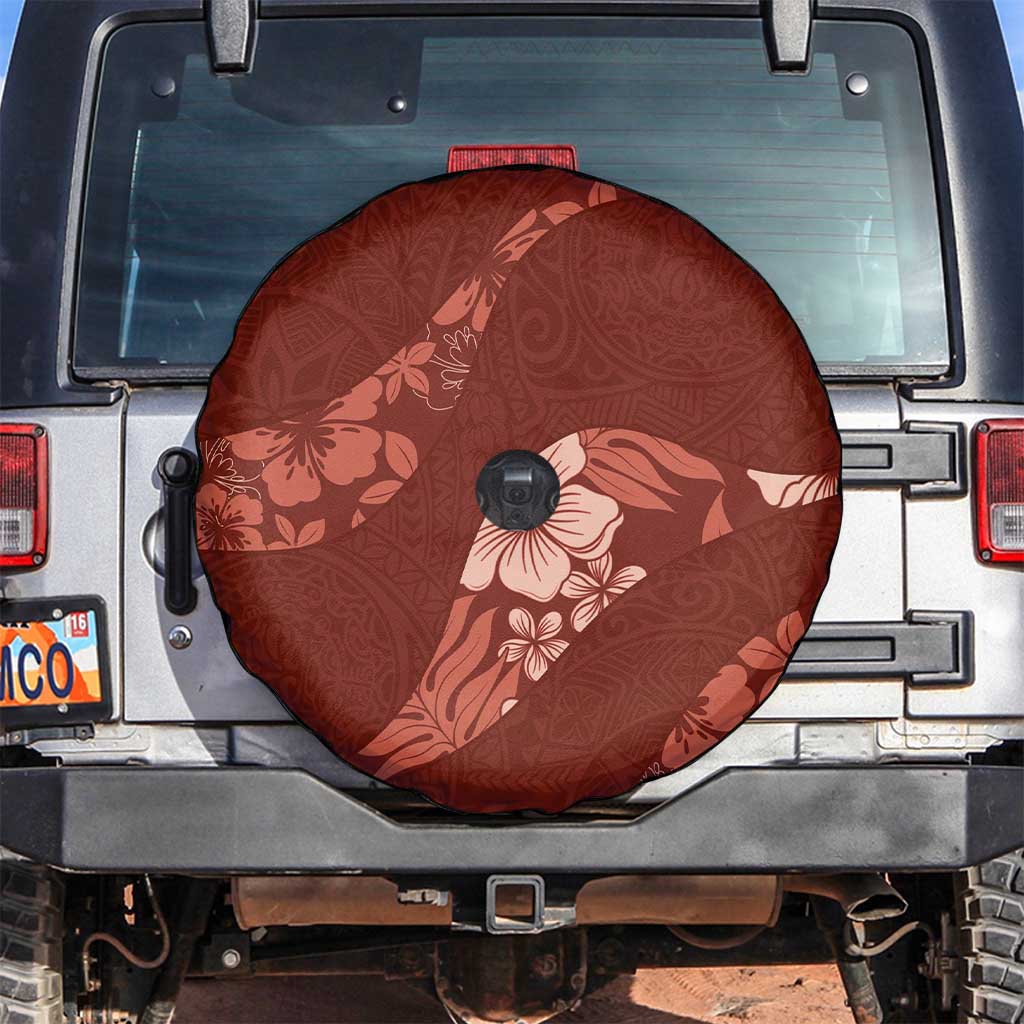 Aloha Hawaii Floral Tapa Spare Tire Cover Patchwork Crimson - Polynesian Pride
