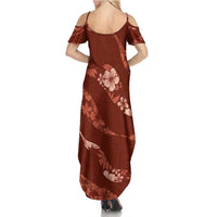 Aloha Hawaii Floral Tapa Summer Maxi Dress Patchwork Crimson - Polynesian Pride