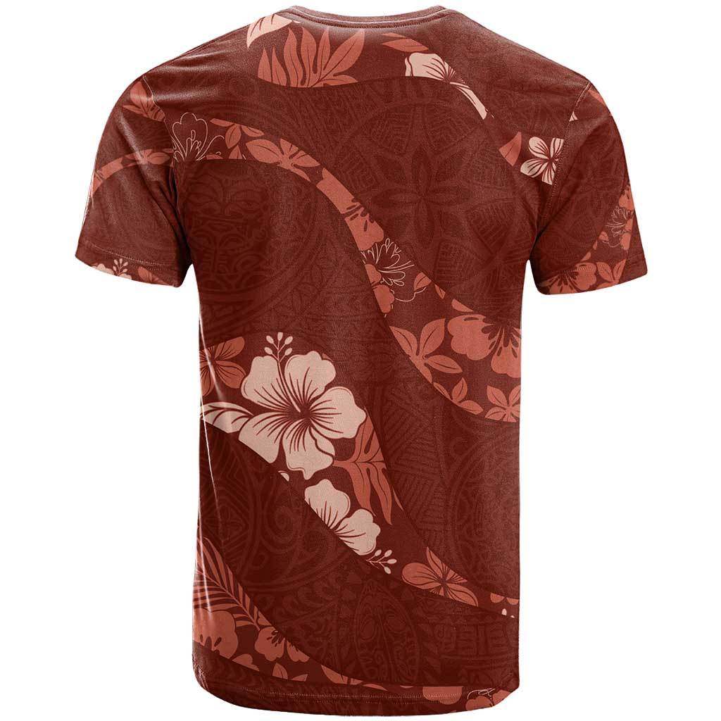 Aloha Hawaii Floral Tapa T Shirt Patchwork Crimson - Polynesian Pride