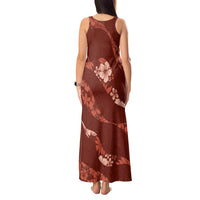 Aloha Hawaii Floral Tapa Tank Maxi Dress Patchwork Crimson LT7 - Polynesian Pride