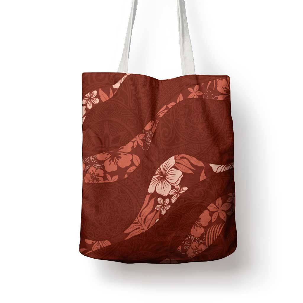Aloha Hawaii Floral Tapa Tote Bag Patchwork Crimson - Polynesian Pride