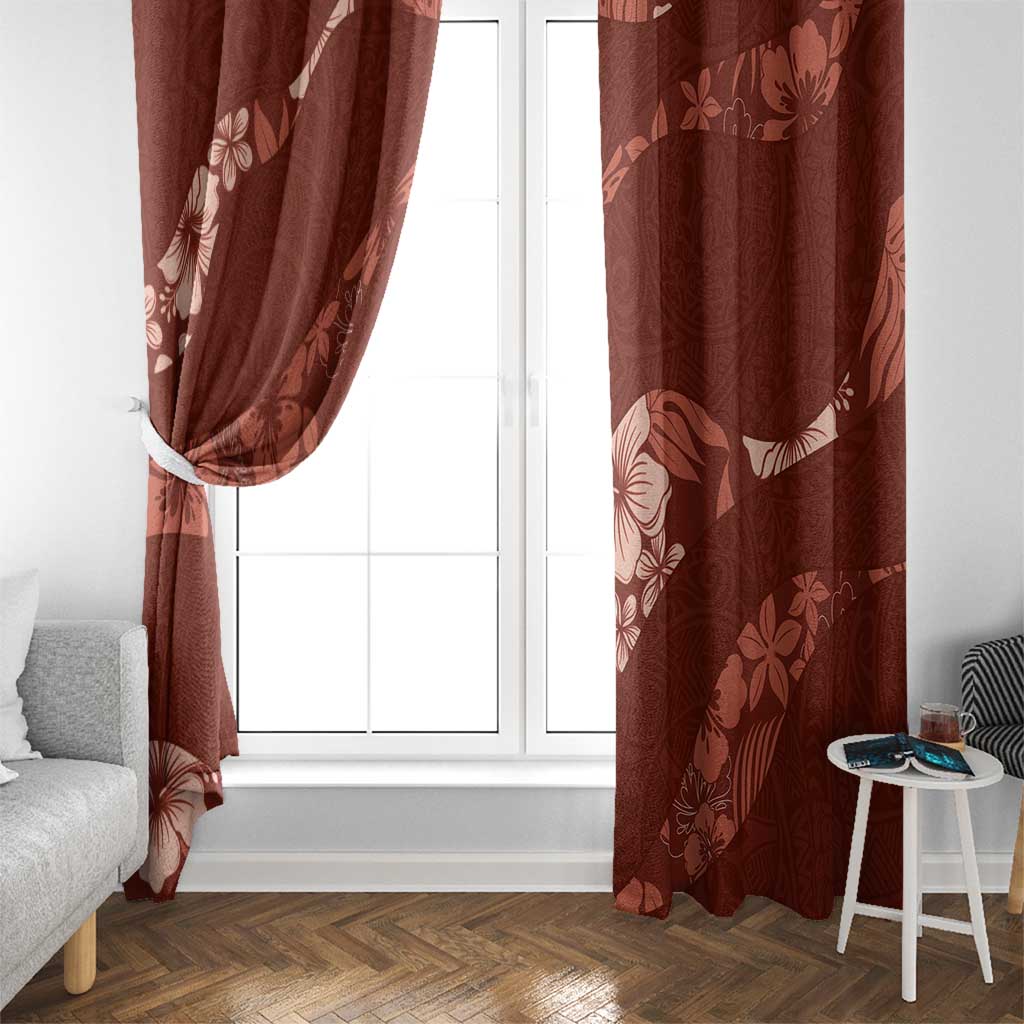 Aloha Hawaii Floral Tapa Window Curtain Patchwork Crimson - Polynesian Pride
