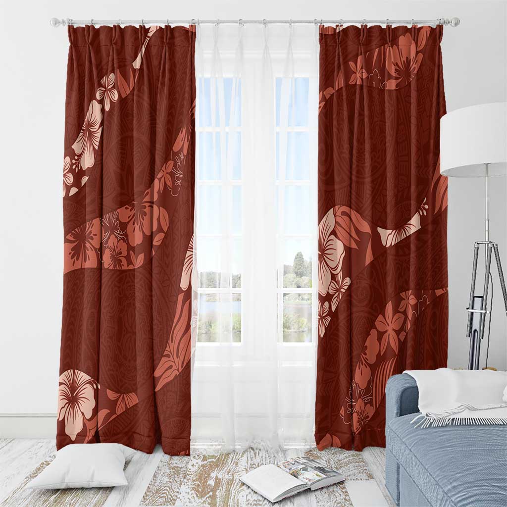 Aloha Hawaii Floral Tapa Window Curtain Patchwork Crimson - Polynesian Pride