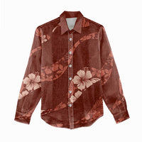 Aloha Hawaii Floral Tapa Women Casual Shirt Patchwork Crimson - Polynesian Pride