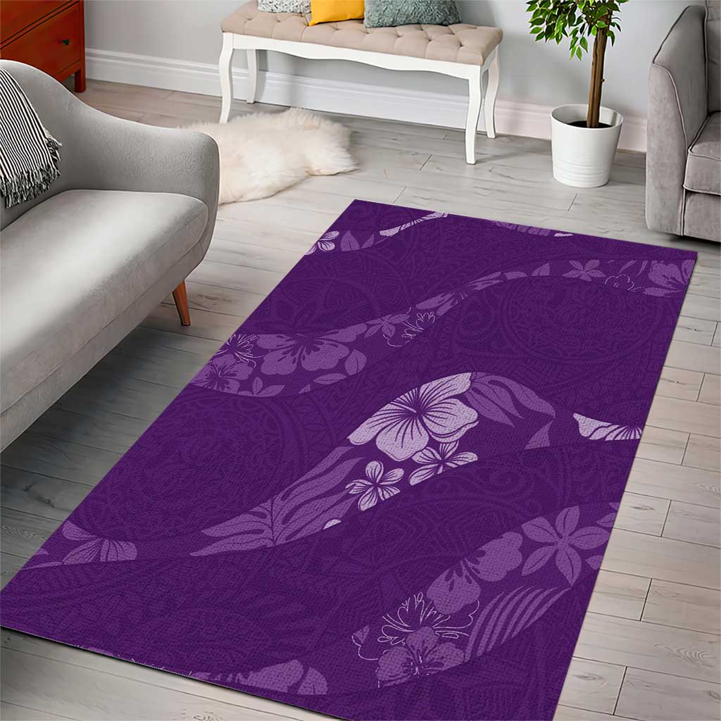 Aloha Hawaii Floral Tapa Area Rug Patchwork Violet - Polynesian Pride