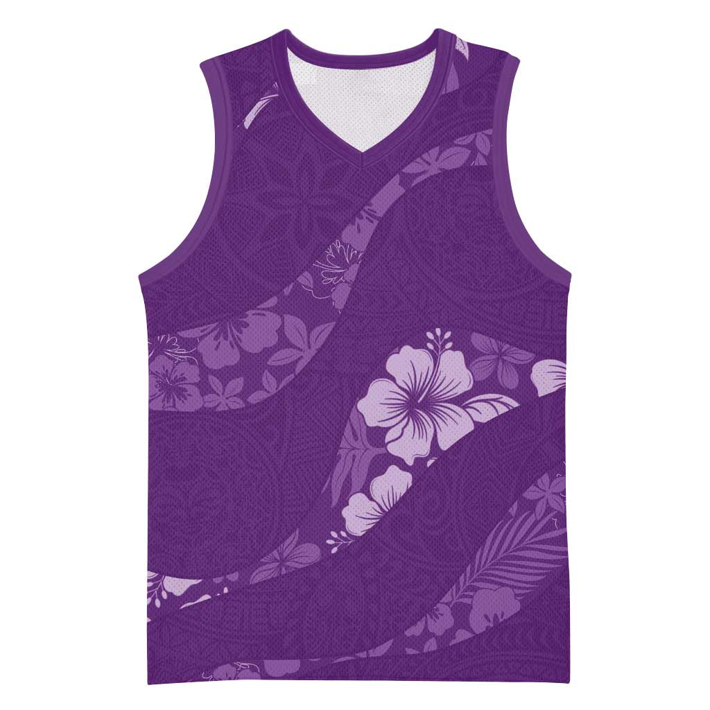 Aloha Hawaii Floral Tapa Basketball Jersey Patchwork Violet LT7 Unisex Violet - Polynesian Pride