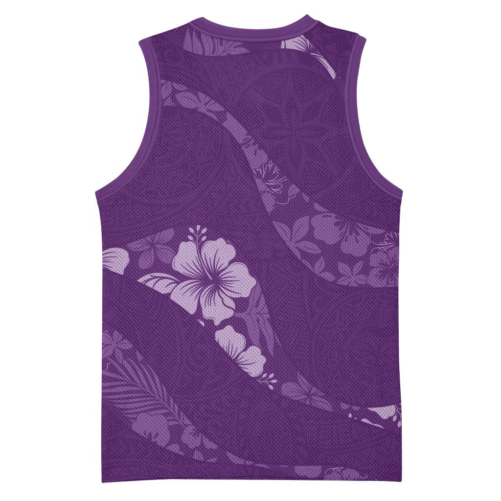 Aloha Hawaii Floral Tapa Basketball Jersey Patchwork Violet LT7 - Polynesian Pride
