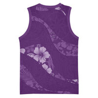 Aloha Hawaii Floral Tapa Basketball Jersey Patchwork Violet LT7 - Polynesian Pride