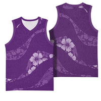 Aloha Hawaii Floral Tapa Basketball Jersey Patchwork Violet LT7 - Polynesian Pride