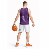 Aloha Hawaii Floral Tapa Basketball Jersey Patchwork Violet LT7 - Polynesian Pride