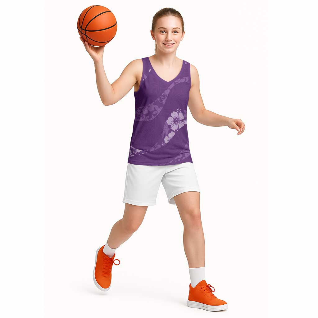 Aloha Hawaii Floral Tapa Basketball Jersey Patchwork Violet LT7 - Polynesian Pride