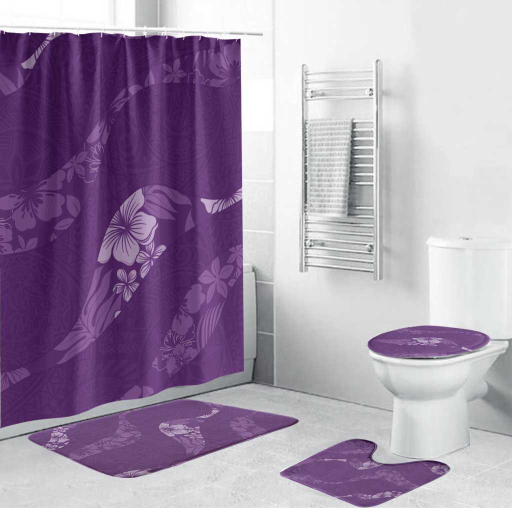 Aloha Hawaii Floral Tapa Bathroom Set Patchwork Violet - Polynesian Pride