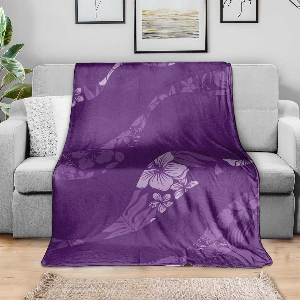 Aloha Hawaii Floral Tapa Blanket Patchwork Violet LT7 - Polynesian Pride