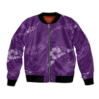 Aloha Hawaii Floral Tapa Bomber Jacket Patchwork Violet - Polynesian Pride