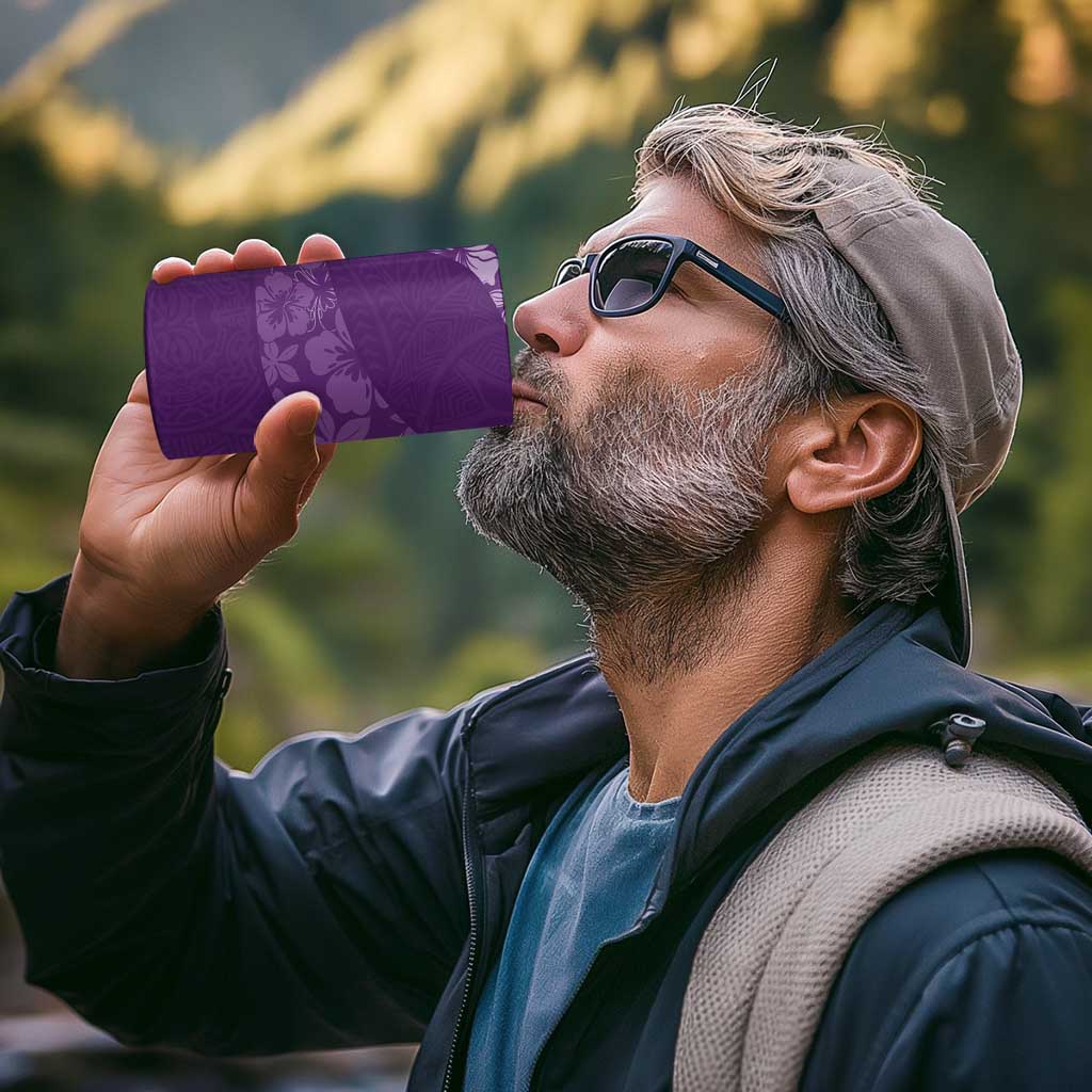 Aloha Hawaii Floral Tapa 4 in 1 Can Cooler Tumbler Patchwork Violet - Polynesian Pride