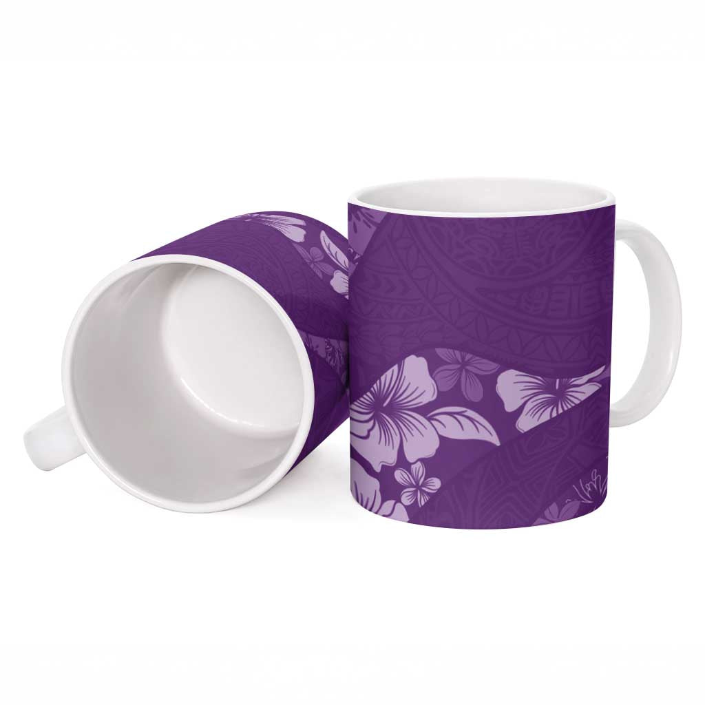 Aloha Hawaii Floral Tapa Ceramic Mug Patchwork Violet LT7 - Polynesian Pride