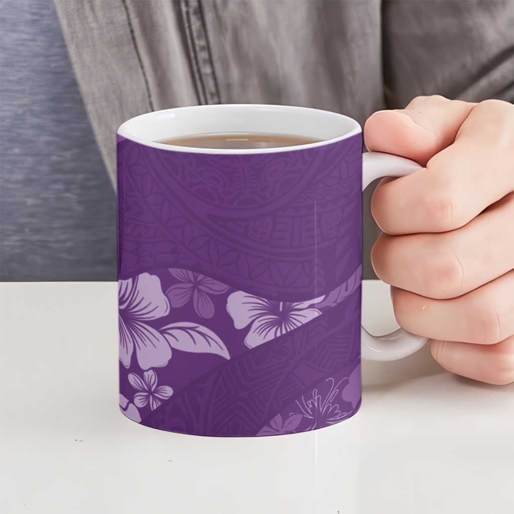 Aloha Hawaii Floral Tapa Ceramic Mug Patchwork Violet LT7 - Polynesian Pride