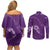 Aloha Hawaii Floral Tapa Couples Matching Off Shoulder Short Dress and Long Sleeve Button Shirt Patchwork Violet - Polynesian Pride