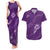 Aloha Hawaii Floral Tapa Couples Matching Tank Maxi Dress and Hawaiian Shirt Patchwork Violet - Polynesian Pride
