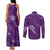 Aloha Hawaii Floral Tapa Couples Matching Tank Maxi Dress and Long Sleeve Button Shirt Patchwork Violet - Polynesian Pride