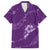 Aloha Hawaii Floral Tapa Family Matching Long Sleeve Bodycon Dress and Hawaiian Shirt Patchwork Violet - Polynesian Pride