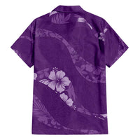 Aloha Hawaii Floral Tapa Family Matching Short Sleeve Bodycon Dress and Hawaiian Shirt Patchwork Violet LT7 - Polynesian Pride