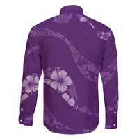 Aloha Hawaii Floral Tapa Family Matching Short Sleeve Bodycon Dress and Hawaiian Shirt Patchwork Violet LT7 - Polynesian Pride