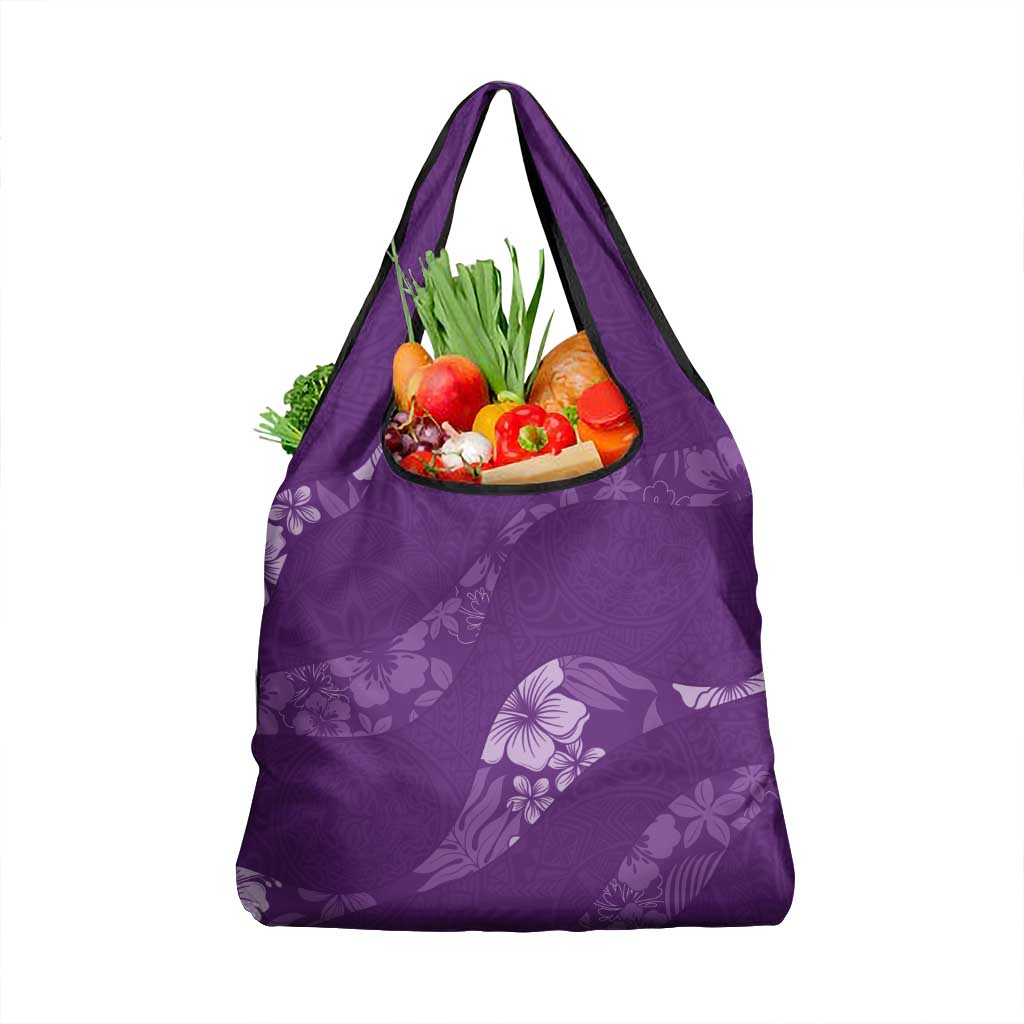 Aloha Hawaii Floral Tapa Grocery Bag Patchwork Violet - Polynesian Pride