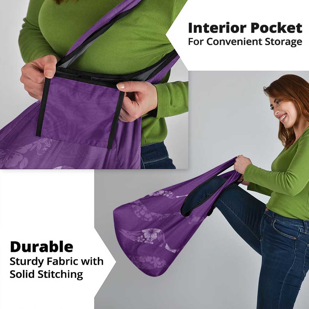 Aloha Hawaii Floral Tapa Grocery Bag Patchwork Violet - Polynesian Pride