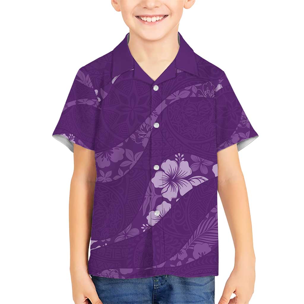 Aloha Hawaii Floral Tapa Hawaiian Shirt Patchwork Violet - Polynesian Pride