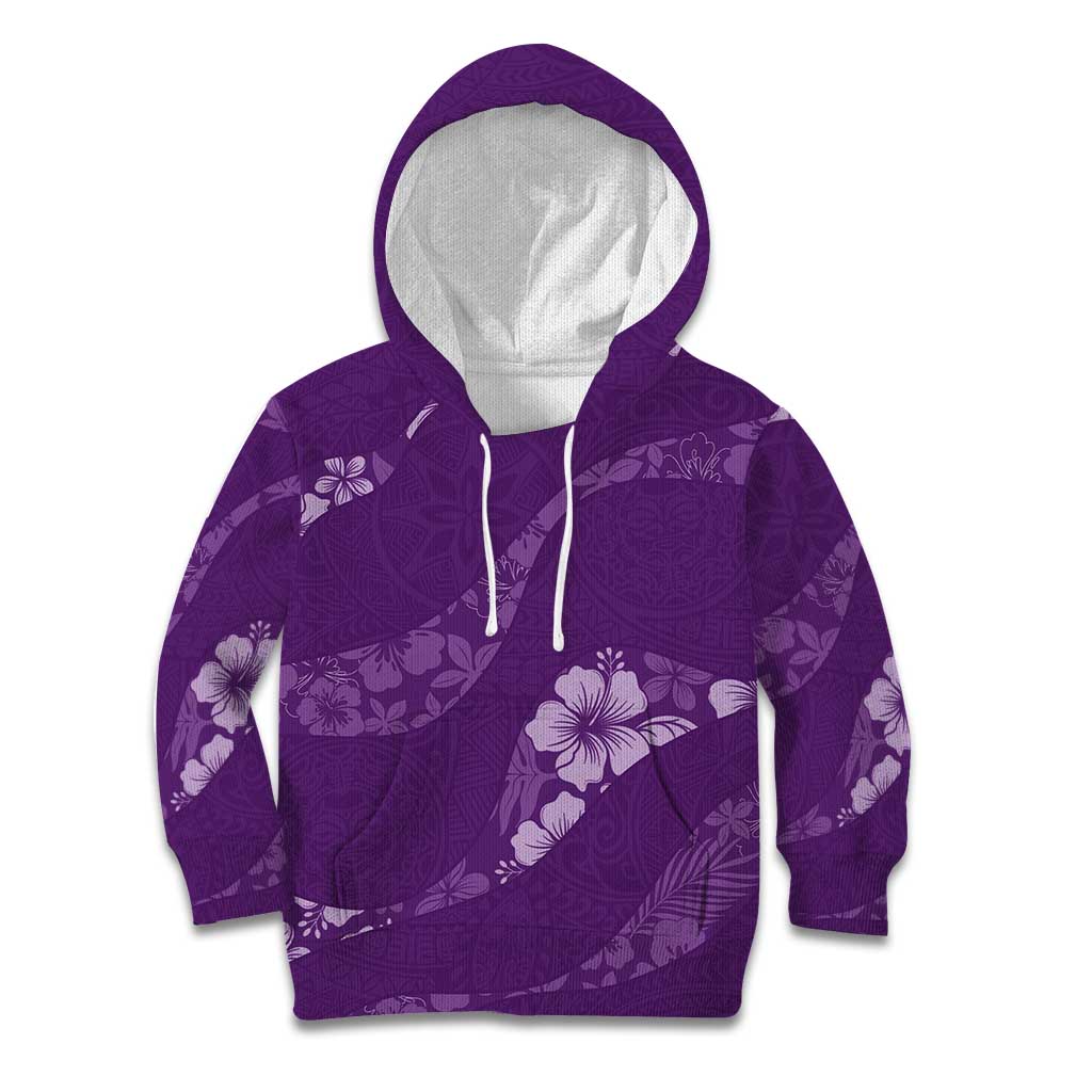 Aloha Hawaii Floral Tapa Kid Hoodie Patchwork Violet - Polynesian Pride