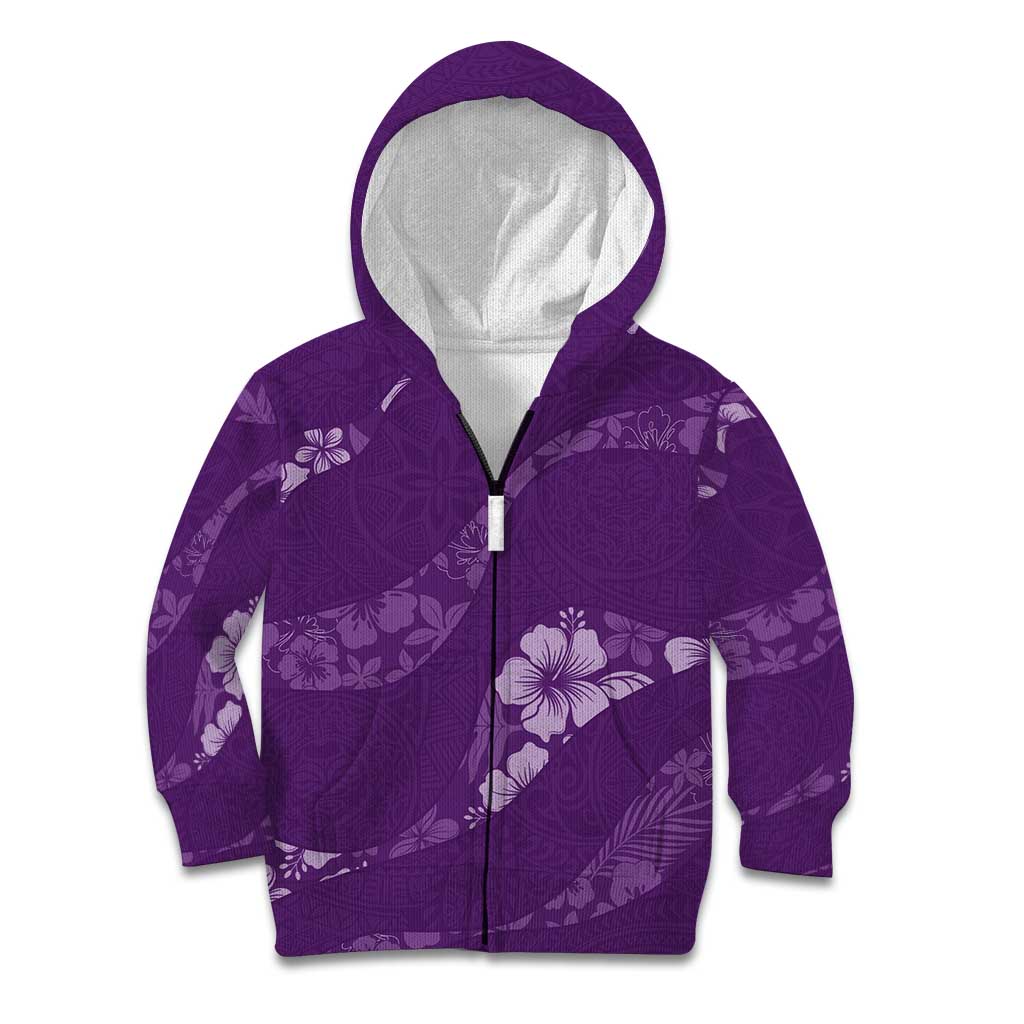 Aloha Hawaii Floral Tapa Kid Hoodie Patchwork Violet - Polynesian Pride