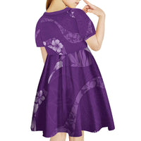 Aloha Hawaii Floral Tapa Kid Short Sleeve Dress Patchwork Violet LT7 - Polynesian Pride