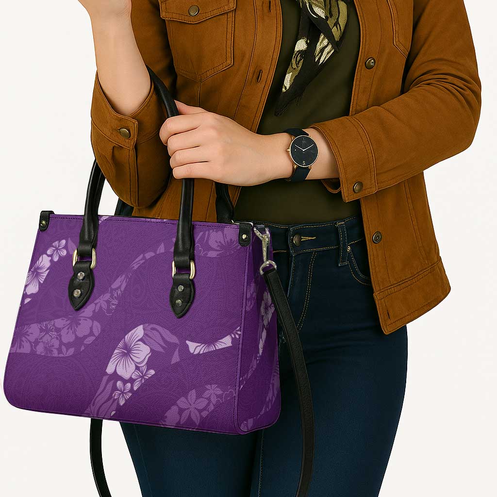 Aloha Hawaii Floral Tapa Leather Bag Patchwork Violet - Polynesian Pride