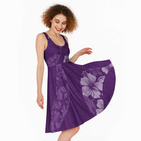 Aloha Hawaii Floral Tapa Midi Dress Patchwork Violet - Polynesian Pride