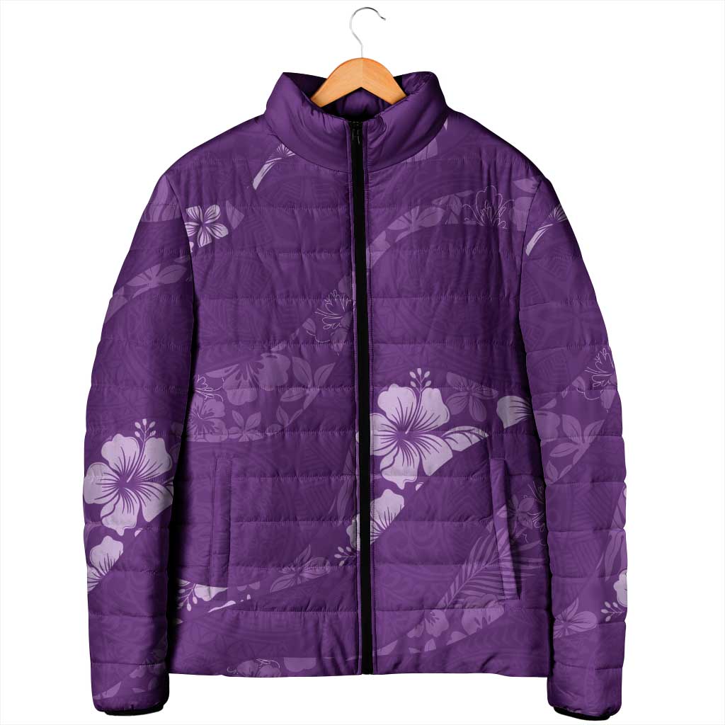 Aloha Hawaii Floral Tapa Padded Jacket Patchwork Violet LT7 - Polynesian Pride