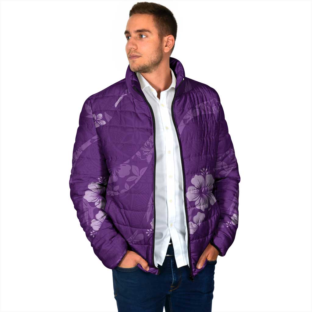 Aloha Hawaii Floral Tapa Padded Jacket Patchwork Violet LT7 - Polynesian Pride