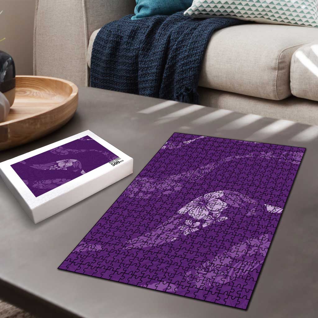 Aloha Hawaii Floral Tapa Puzzle Patchwork Violet LT7 - Polynesian Pride