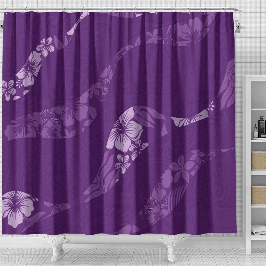 Aloha Hawaii Floral Tapa Shower Curtain Patchwork Violet - Polynesian Pride