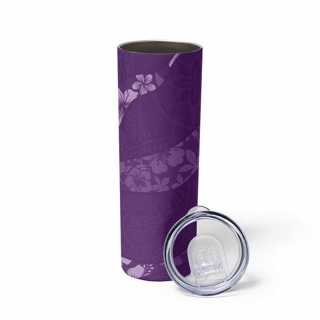 Aloha Hawaii Floral Tapa Skinny Tumbler Patchwork Violet - Polynesian Pride