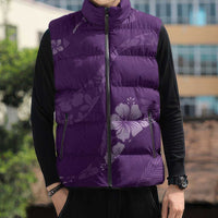 Aloha Hawaii Floral Tapa Sleeveless Puffer Jacket Patchwork Violet LT7 - Polynesian Pride