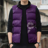 Aloha Hawaii Floral Tapa Sleeveless Puffer Jacket Patchwork Violet LT7 - Polynesian Pride