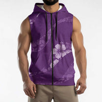 Aloha Hawaii Floral Tapa Sleeveless Zip Hoodie Patchwork Violet LT7 - Polynesian Pride