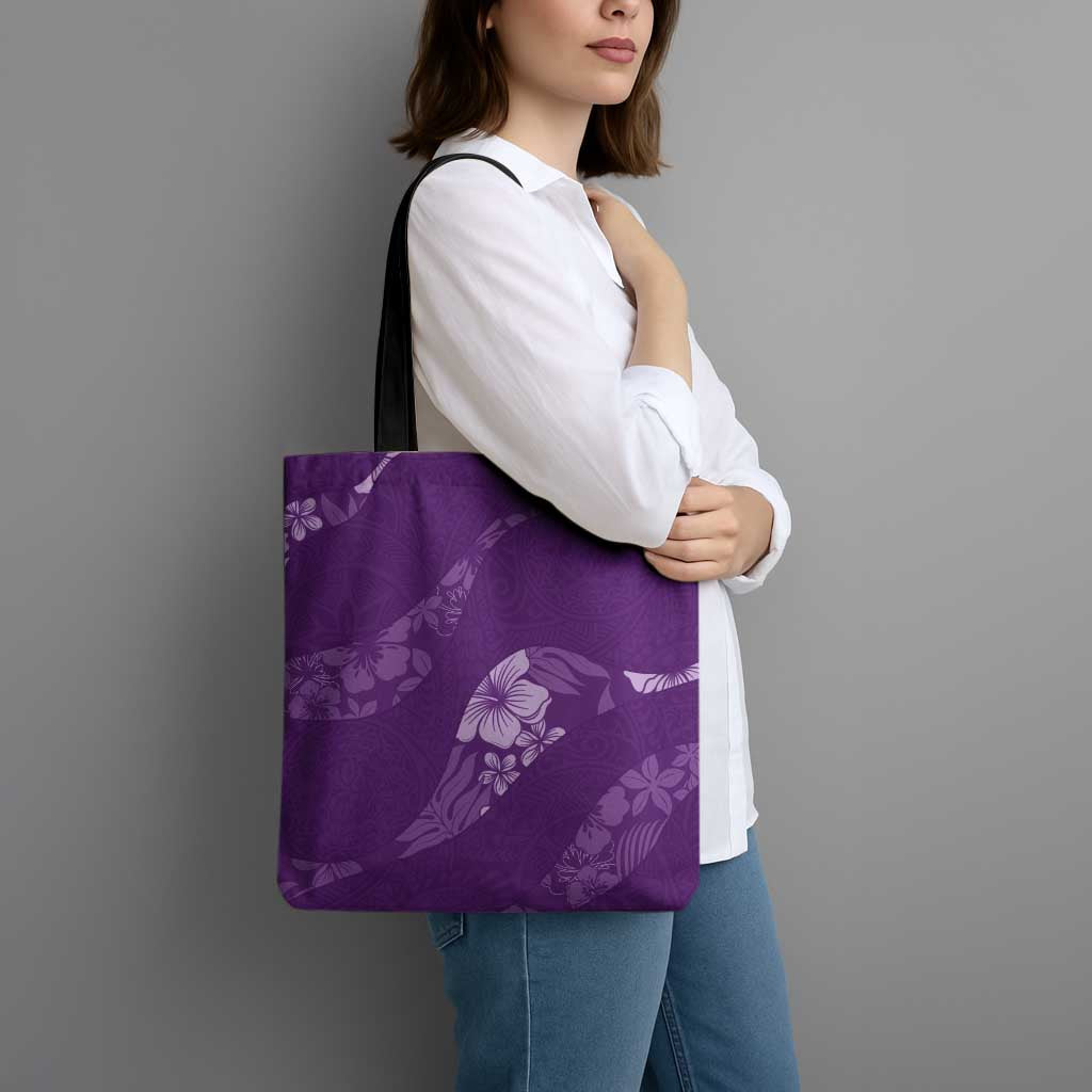 Aloha Hawaii Floral Tapa Tote Bag Patchwork Violet - Polynesian Pride