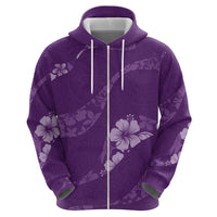 Aloha Hawaii Floral Tapa Zip Hoodie Patchwork Violet - Polynesian Pride